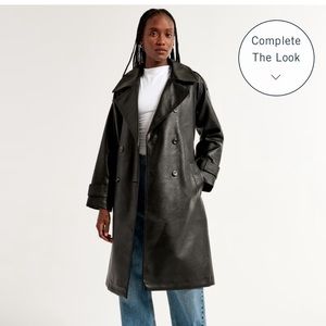 Long Vegan leather jacket (Abercrombie + Fitch). Never been worn!